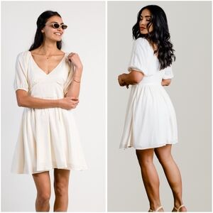 NWT Able Arden Ruched Mini Dress Small Creamy White